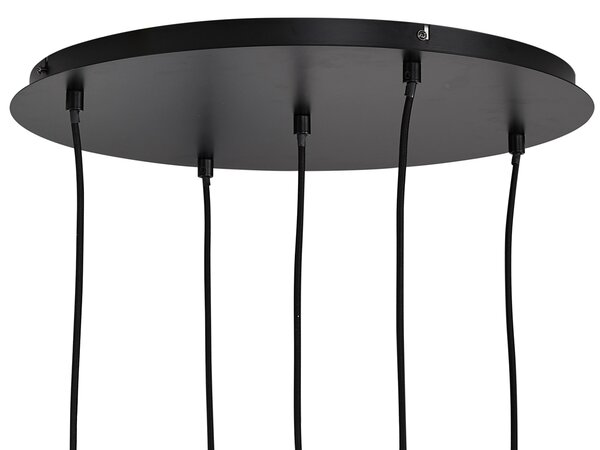 Lampă suspendată modernă neagră cu sticlă fumurie - Jia