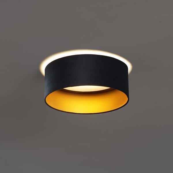 Plafonieră modernă neagră din catifea 40cm incl. LED cu 3 trepte de intensitate luminoasă - Sue