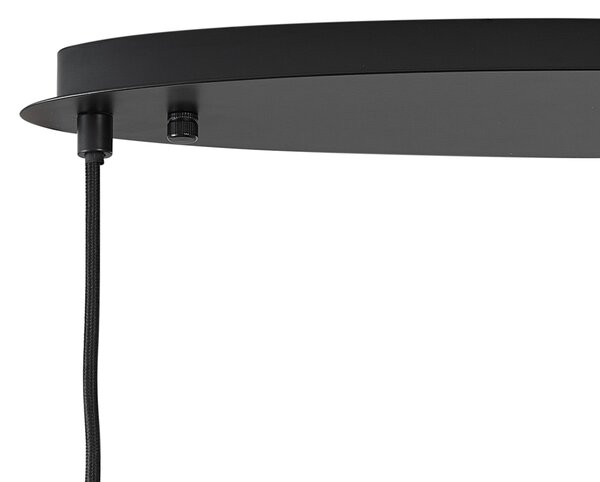 Lampă suspendată de design neagră cu sticlă fumurie ovală cu 5 lumini - Mochan