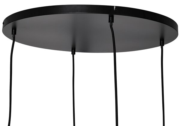 Lampă suspendată Art Deco neagră cu sticlă fumurie rotundă cu 4 lumini - Bao