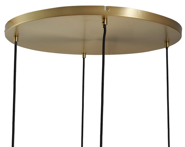 Lampă suspendată bronz cu sticlă rotundă fumurie, ambră și verde, cu 4 lumini - Bao