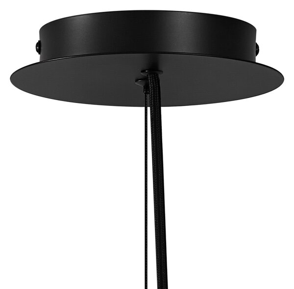 Lampă suspendată de design neagră cu sticlă fumurie rotundă cu 6 lumini - Mochan