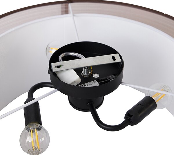 Plafoniera moderna maro cu alb 50 cm 3 lumini - Drum Duo