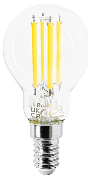 Set de 5 becuri LED E14 P45 transparente 2.2W 470lm 2700K