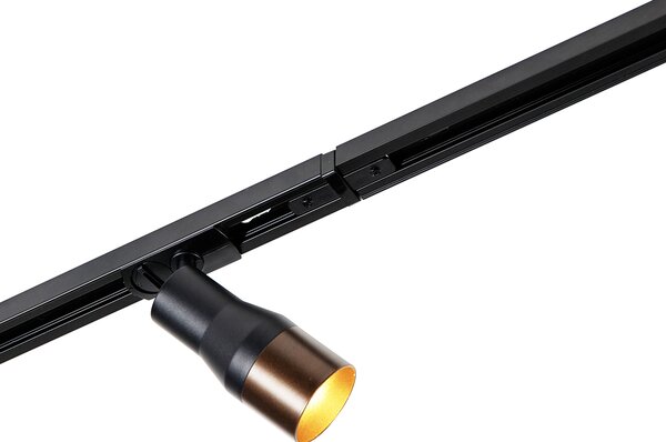 Sistem de iluminat cu șină modern cu 5 spoturi negru cu bronz închis monofazat - Iconic Kohua