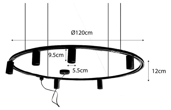Sistem modern de iluminat pe șină suspendat cu 6 spoturi albe monofazate GU10 50mm - Iconic Ruby Honey