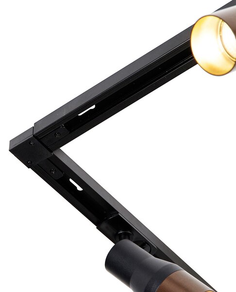 Sistem de iluminat cu șină modern cu 5 spoturi negru cu bronz închis monofazat - Iconic Kohua
