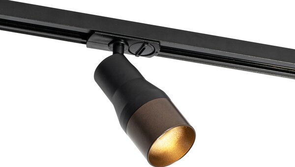 Sistem de iluminat cu șină modern cu 5 spoturi negru cu bronz închis monofazat - Iconic Kohua
