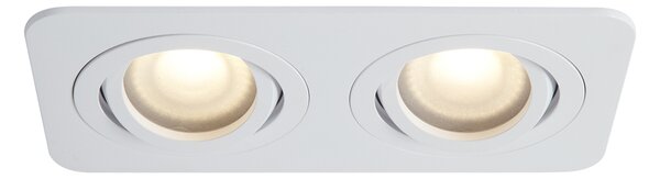 Set de 6 spoturi încastrate rotunjite albe GU10 50mm rotative și înclinabile IP44 cu 2 lumini - Alberto