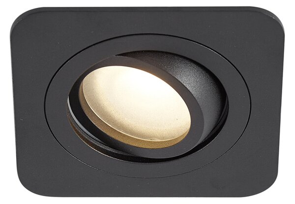 Set de 6 spoturi încastrate rotunjite negre GU10 50mm rotative și înclinabile IP44 - Alberto