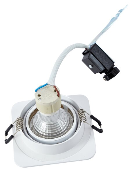 Set de 6 spoturi încastrate rotunjite albe GU10 50mm rotative și înclinabile IP44 - Alberto
