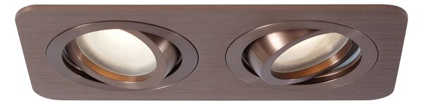 Set de 6 spoturi încastrate rotunjite, bronz închis, GU10 50mm, pivotante și înclinabile, IP44, 2 lumini - Alberto
