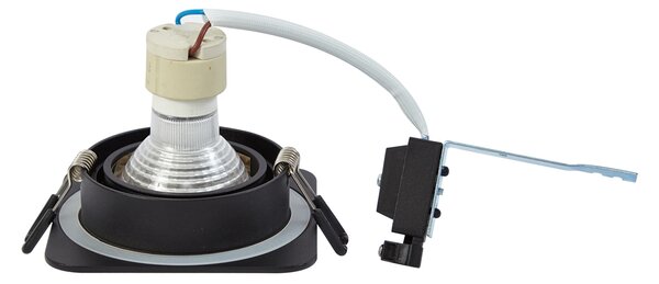 Set de 6 spoturi încastrate rotunjite negre GU10 50mm rotative și înclinabile IP44 - Alberto