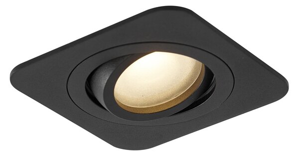 Set de 6 spoturi încastrate rotunjite negre GU10 50mm rotative și înclinabile IP44 - Alberto