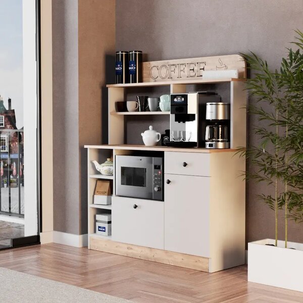 Set mobilier bucatarie Loura, alb si nuc