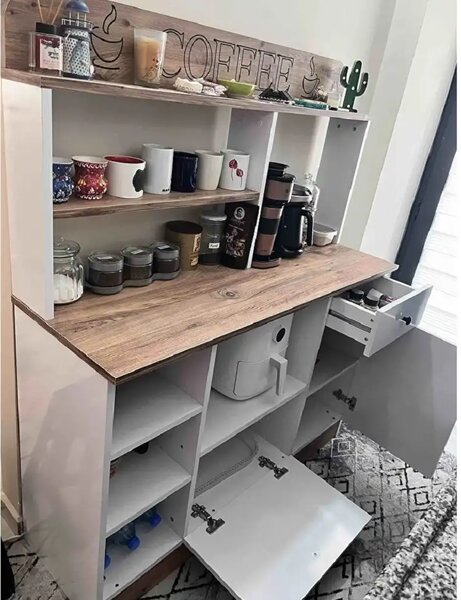 Set mobilier bucatarie Loura, alb si nuc