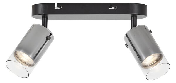 Spot modern de tavan Gunmetal cu 2 lumini rotativ și reglabil - Drain