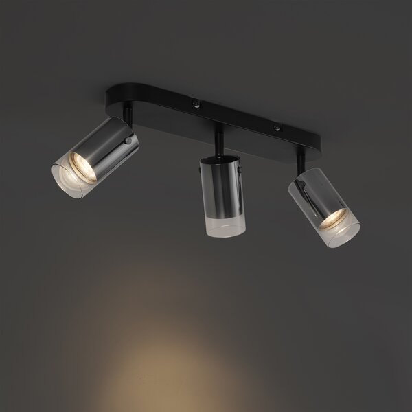 Spot modern de tavan Gunmetal cu 3 lumini rotativ și reglabil - Drain