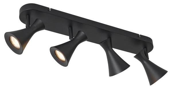 Spot modern de plafon negru cu 4 lumini rotative și înclinabile - Triangle