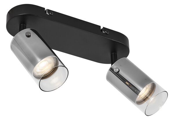 Spot modern de tavan Gunmetal cu 2 lumini rotativ și reglabil - Drain