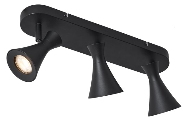 Spot modern de plafon negru cu 3 lumini reglabil - Triangle