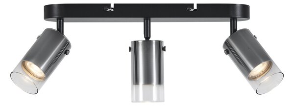 Spot modern de tavan Gunmetal cu 3 lumini rotativ și reglabil - Drain
