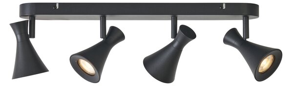 Spot modern de plafon negru cu 4 lumini rotative și înclinabile - Triangle