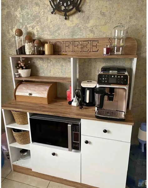 Set mobilier bucatarie Loura, alb si nuc