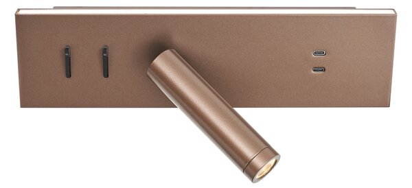 Lampă de perete modernă bronz închis reglabilă cu USB-C incl. LED - Modric