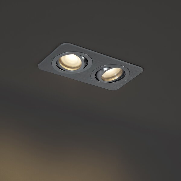 Spot încastrat rotunjit Gunmetal GU10 50mm Rotativ și înclinabil IP44 2 lumini - Alberto