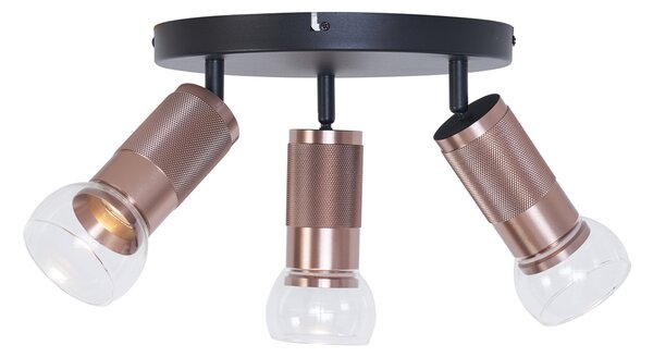 Spot rotund de plafon bronz închis, rotund, cu 3 lumini, reglabil - Veerle