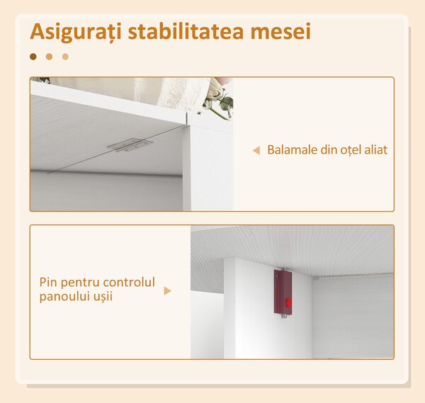 HOMCOM Masă Pliabilă Ovală cu 2 Extensii din Lemn, Alb | Aosom Romania