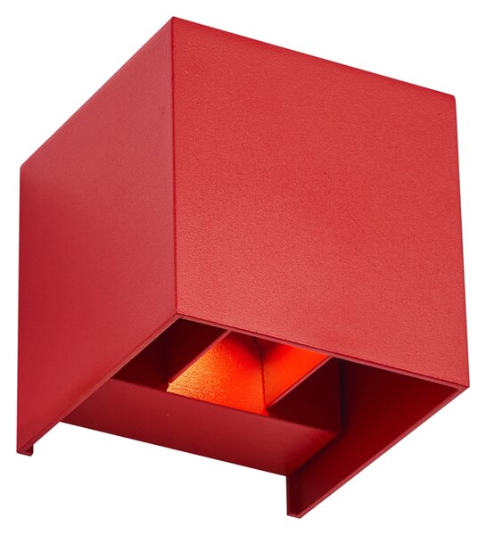 Lampă de perete modernă de exterior roșu închis, cu LED IP54 - Edwin