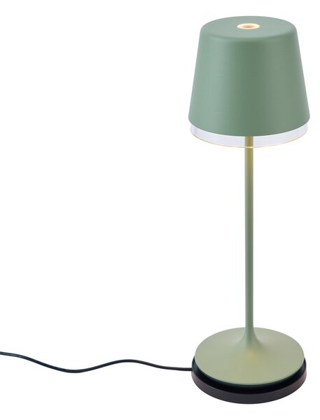Lampă de masă verde, incl. LED IP65 reîncărcabilă cu stație de încărcare - Bass