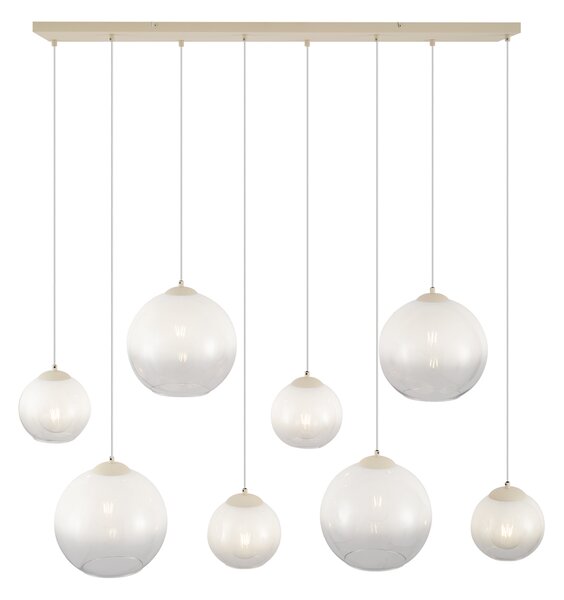 Lampă suspendată Art Deco bej cu sticlă albă cu 8 lumini - Sandra