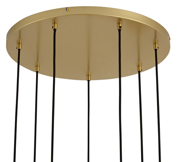Lampă suspendată Art Deco aurie cu sticlă curcubeu cu 7 lumini - Sandra