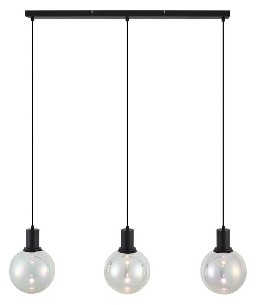 Lampă suspendată de design neagră cu sticlă curcubeu dreptunghiulară cu 3 lumini - Mallon
