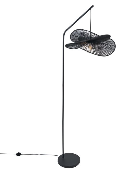 Lampă de podea Art Deco neagră cu abajur negru - Nest