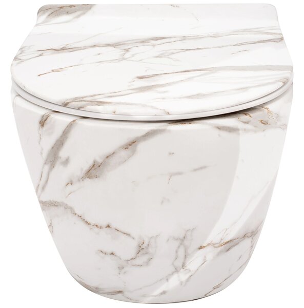 Rea Carlos Slim Lava Shiny, vas WC suspendat fără margine 49,5x37x35,5 cm, imitație de piatră, REA-C0536