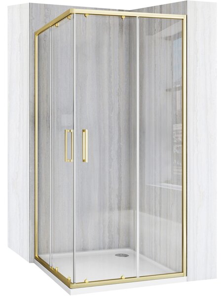 Rea City, cabina de dus cu usa culisanta 80x80cm, sticla transparenta 5/4mm, profil auriu, REA-K6444