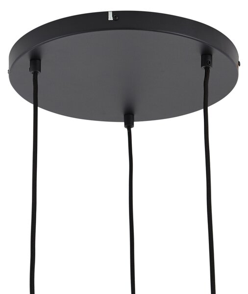 Lampă suspendată de design neagră cu sticlă curcubeu rotundă cu 3 lumini - Mallon
