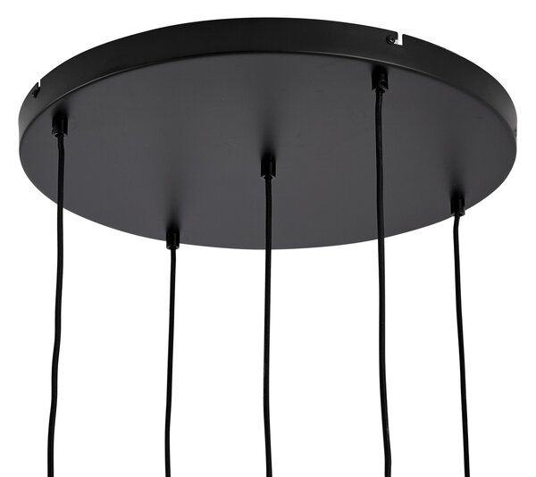 Lampă suspendată Hotel Chic negru și auriu cu sticlă verde 5 lumini - Zuzanna
