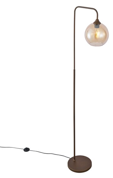 Lampă de podea Art Deco bronz închis cu sticlă ambră - Sandra