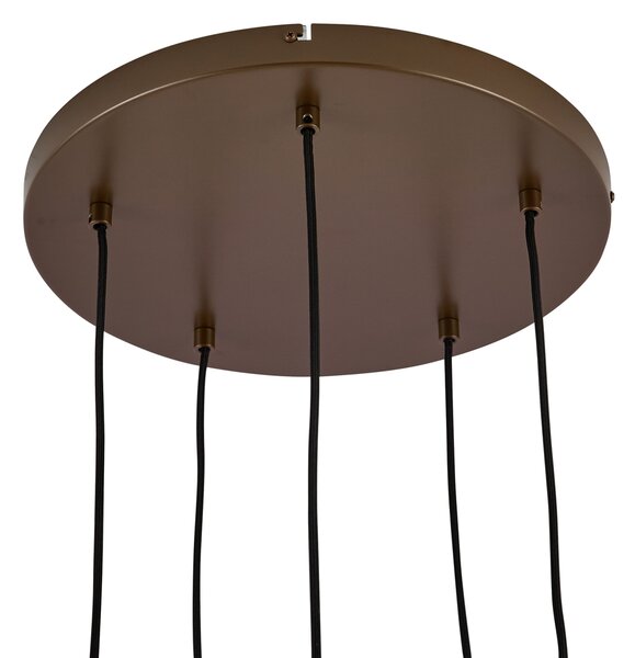 Lampă suspendată Hotel Chic bronz închis cu sticlă ambră 5 lumini - Stavelot