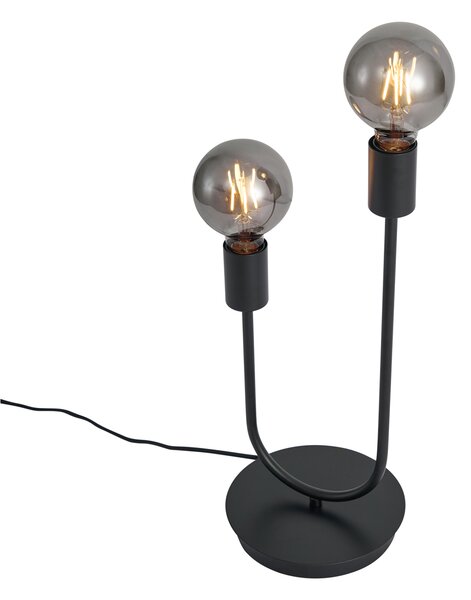 Lampă de masă Art Deco neagră cu 2 lumini - Tuning