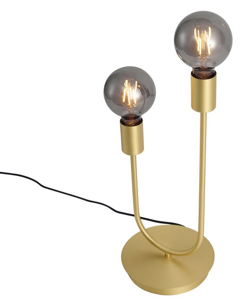 Lampă de masă Art Deco alamă 2 lumini - Tuning