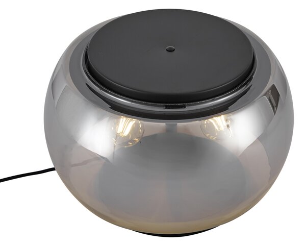 Lampă de masă de design neagră cu sticlă fumurie cu 3 lumini - Bino