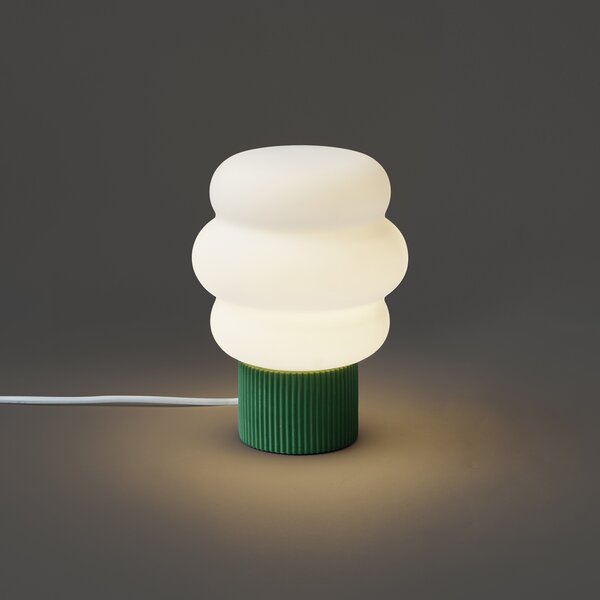 Lampă de masă Japandi verde cu sticlă opal 18cm - Kumo