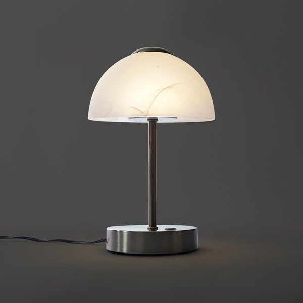Lampă de masă de design din oțel cu sticlă opal incl. LED cu dimmer - Joya