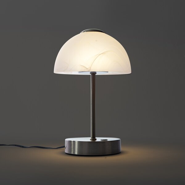 Lampă de masă de design din oțel cu sticlă opal incl. LED cu dimmer - Joya